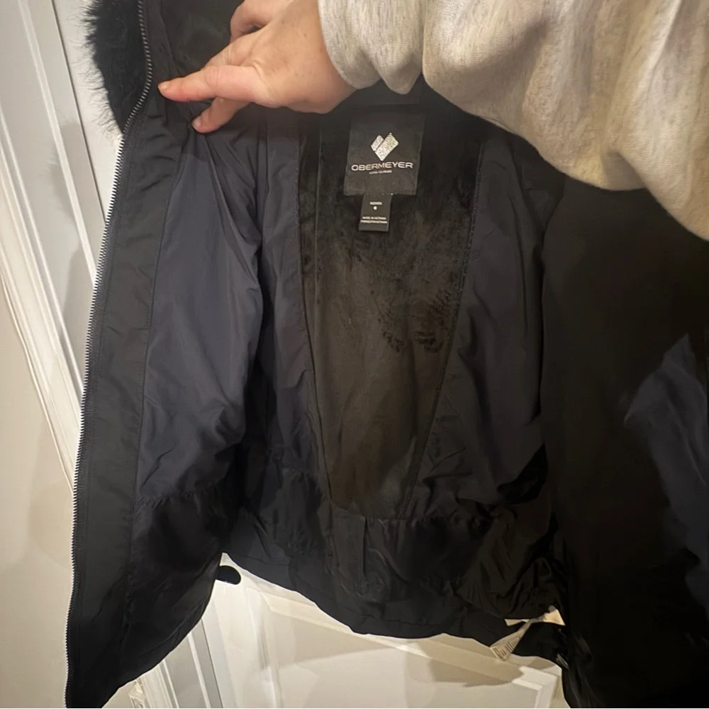 Obermeyer Bombshell Luxe Black Diamond Print Insulated Ski Snow Jacket